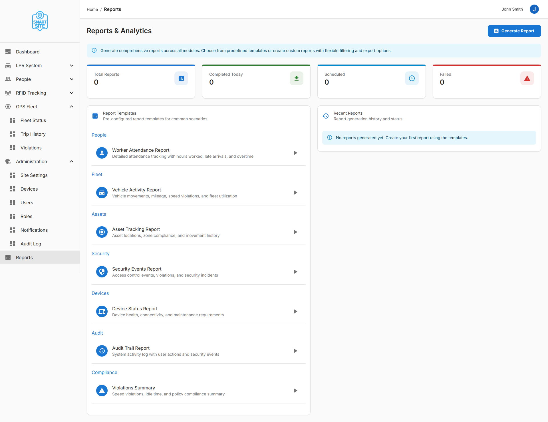Dashboard reports shortcut